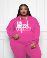 Women's Big & Tall Rose Red 2 Piece Tracksuit LetteringHoodie and Pants Set